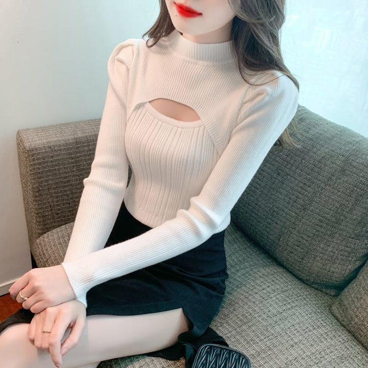 【tops】カットワークニットトップス　M26209