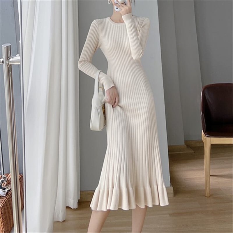 【dress】フリルニットワンピース　M18383