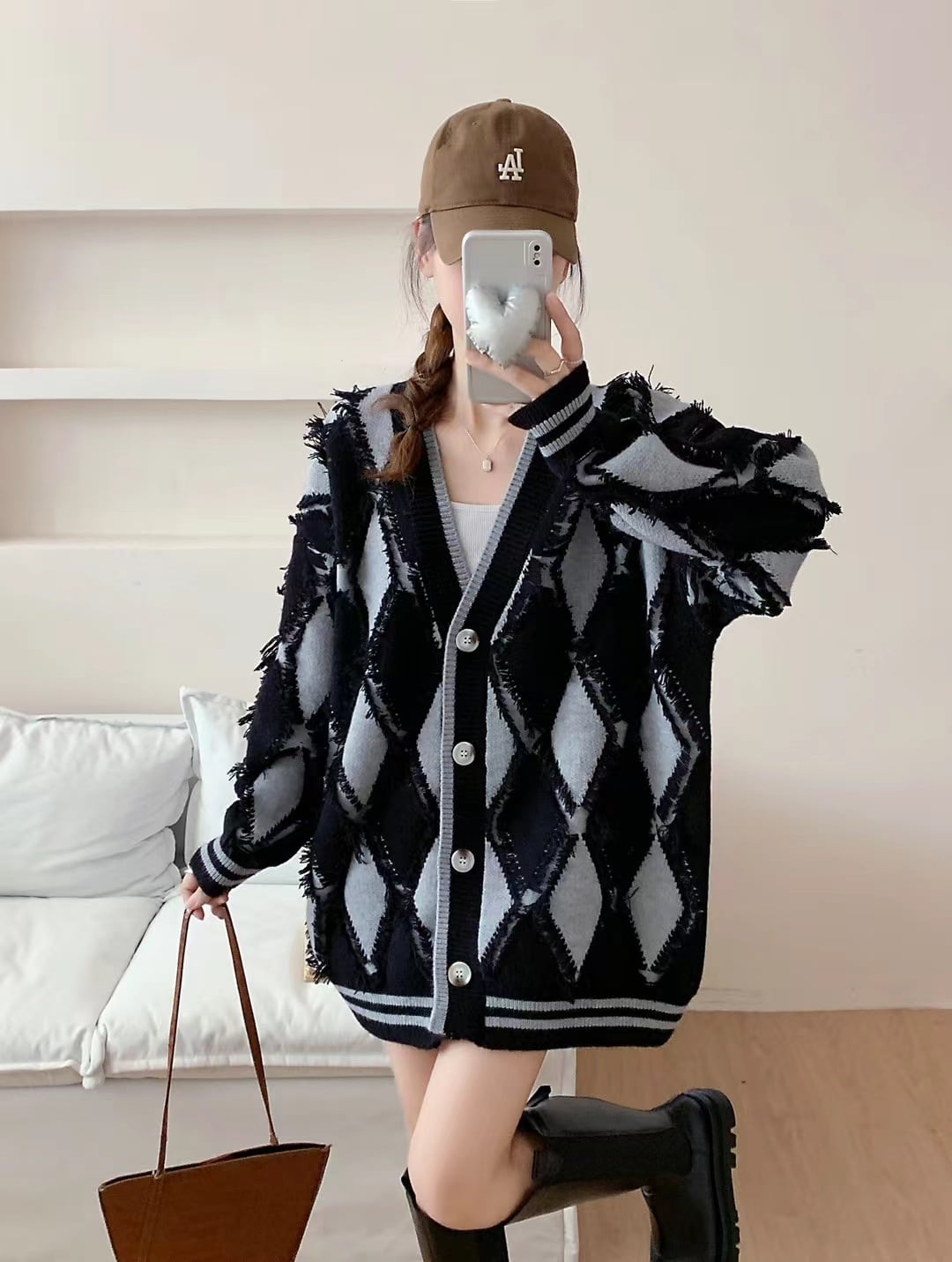 【outer】Vネックニットカーデ　M26055