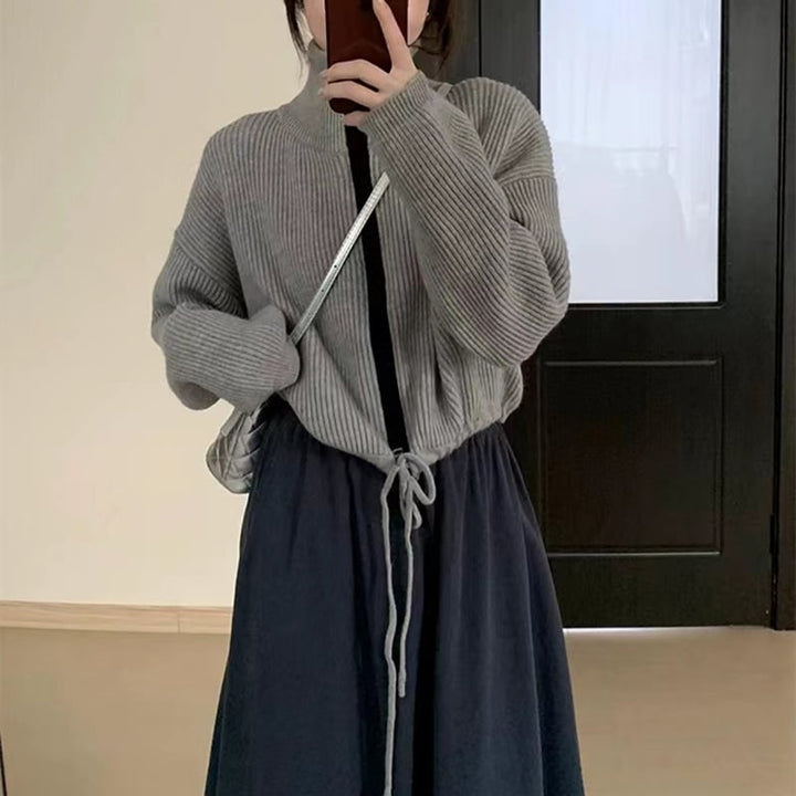 【outer】Wジップハイネックニットカーデ　M18226