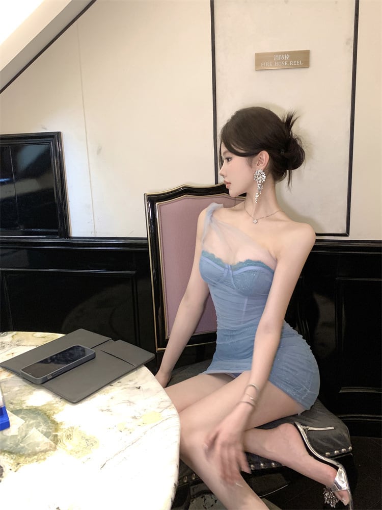 【dress】チュールドッキングワンピース　M24971