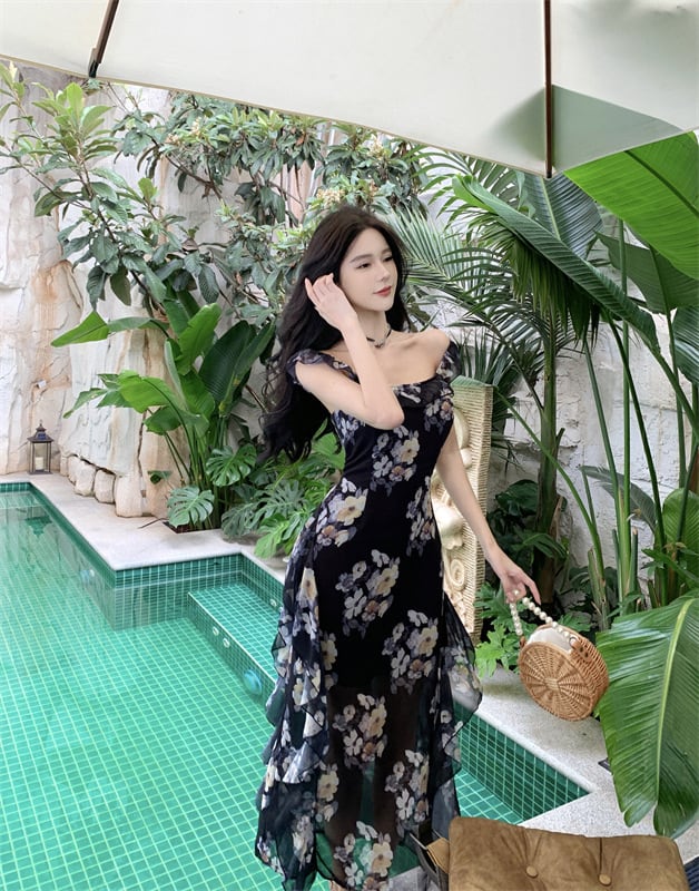 【dress】花柄キャミワンピース　M25306