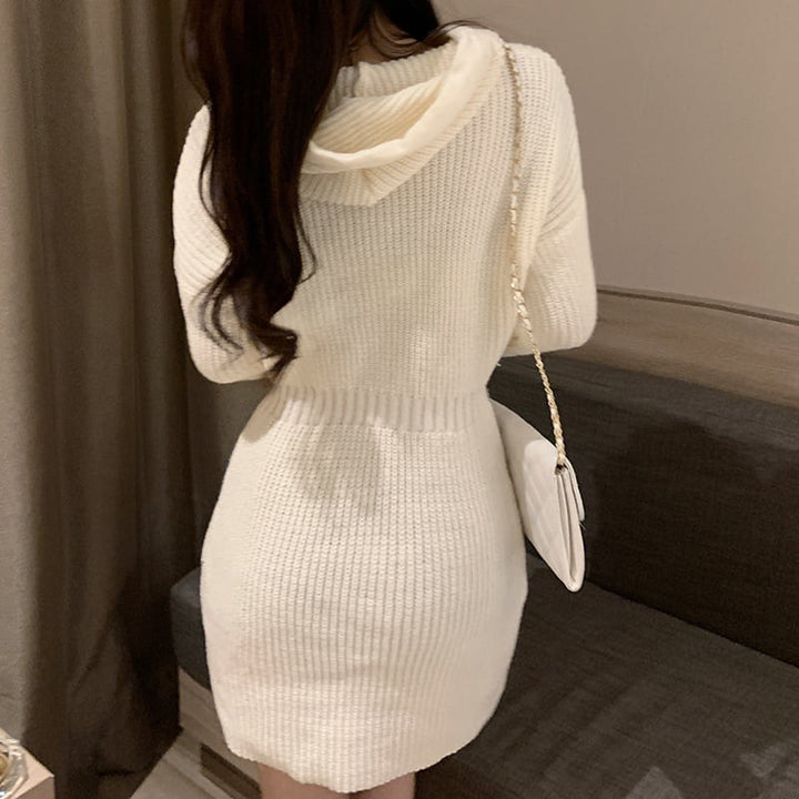 【dress】フード付きニットワンピース　M25351
