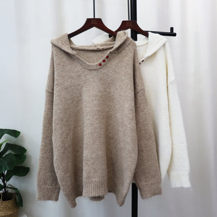 【tops】フード付きニットセーター　M26598
