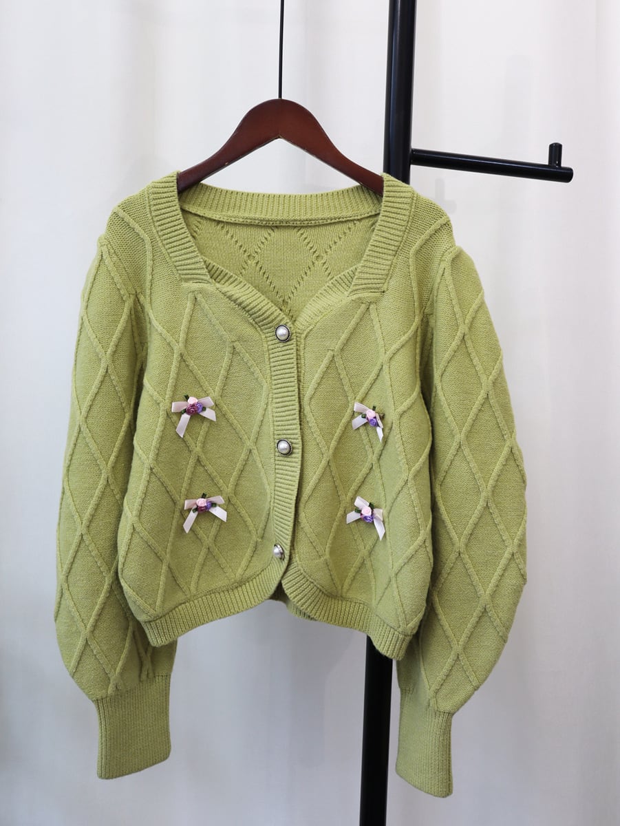 【outer】ボタンデザインニットカーデ　M18178