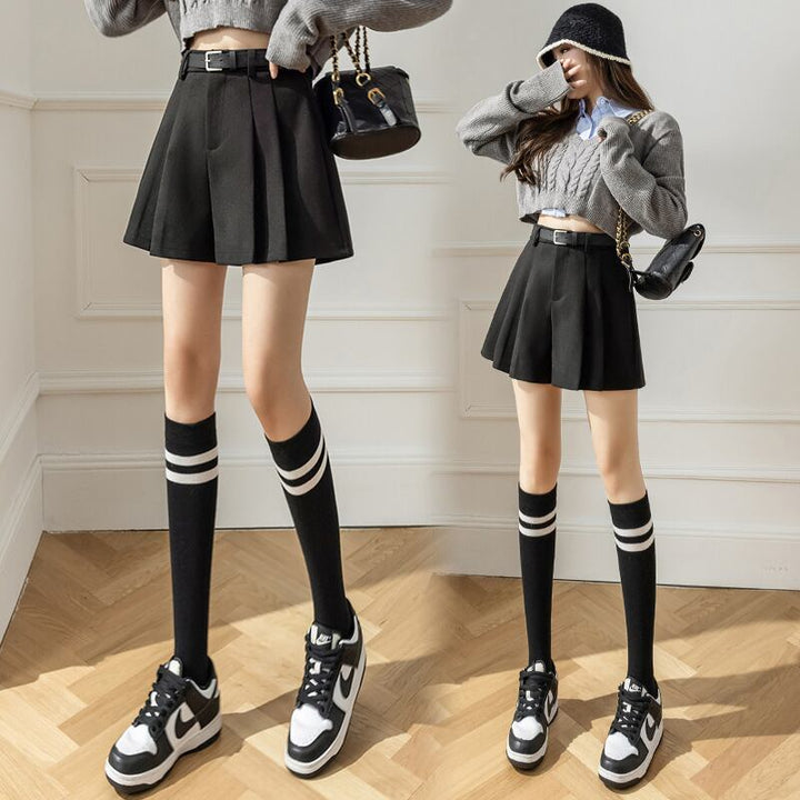 【bottoms】ハイウエストキュロットパンツ　M27765
