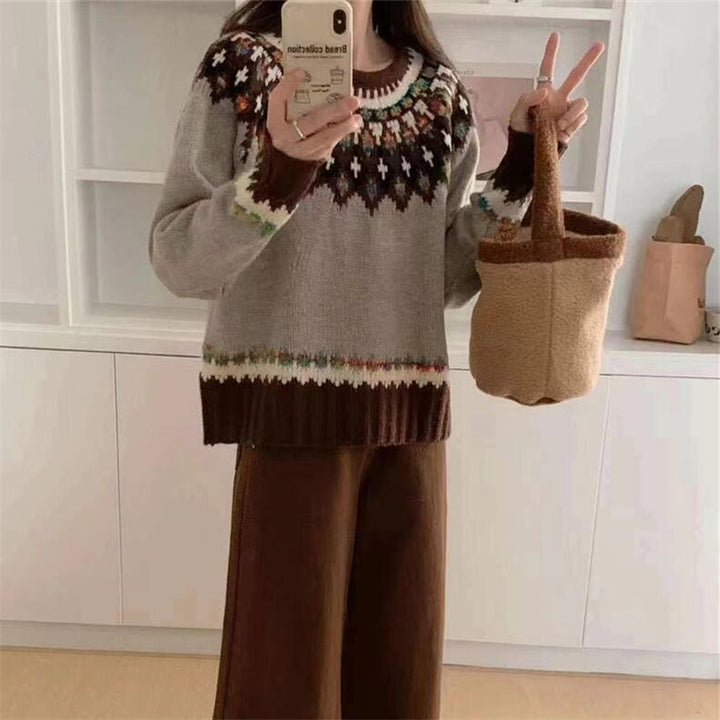 【tops】ジャカードニットセーター　M27138