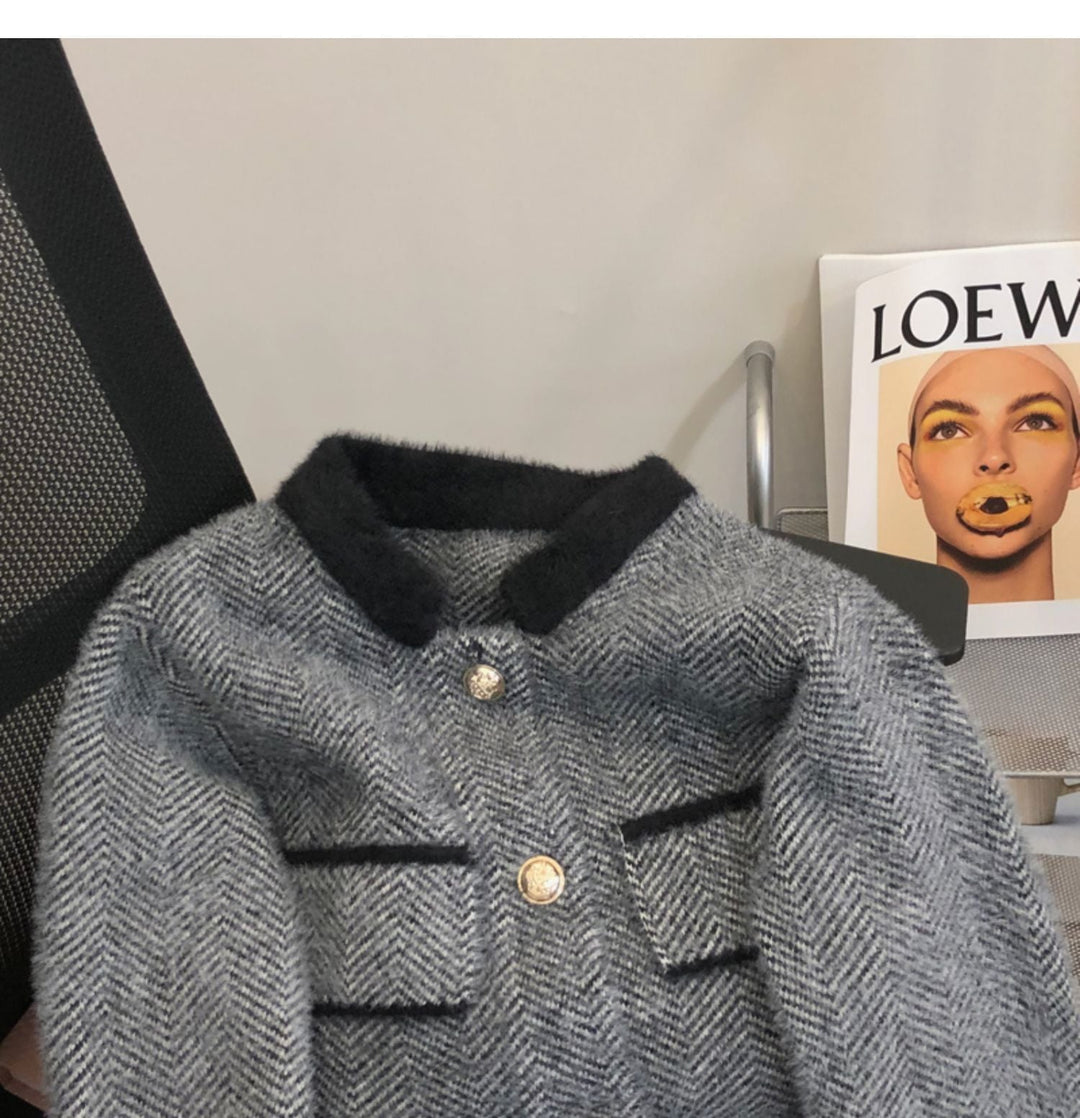 【outer】POLOネックボタンデザインニットジャケット　M17771