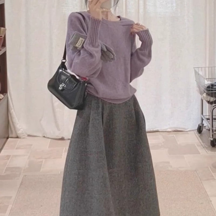 【tops】クロスネックニットトップス Q7826