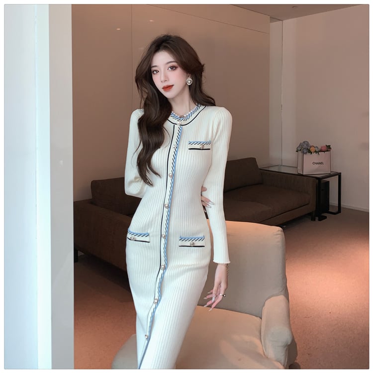 【dress】目立つ！エレガントニットワンピース　M17624