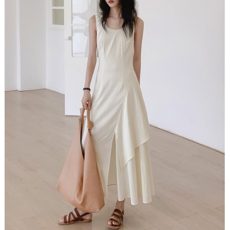 【dress】ノースリーブ不規則 イレギュラーワンピース　M16924