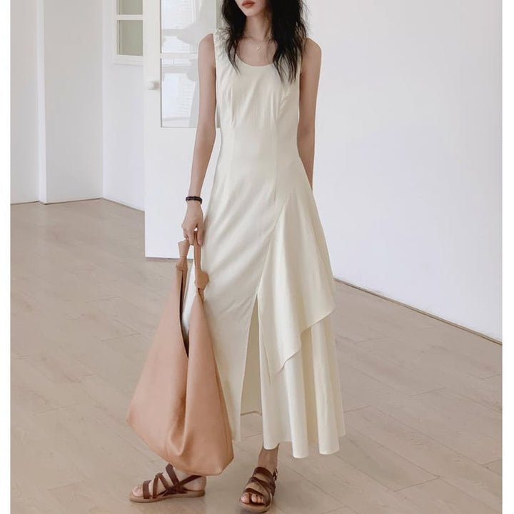 【dress】ノースリーブ不規則 イレギュラーワンピース　M16924