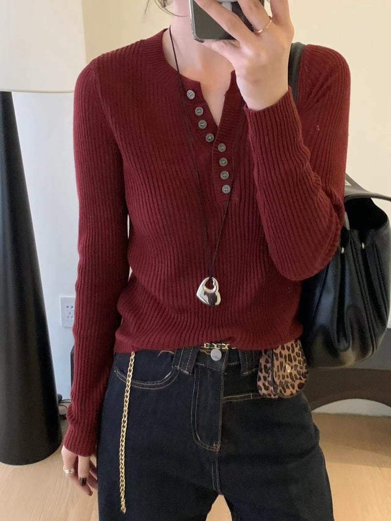 【tops】Vネックニットトップス　M26791