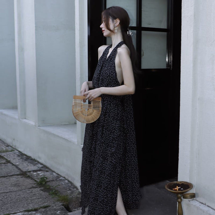 【dress】ホルターネックドット柄ワンピース　M24999