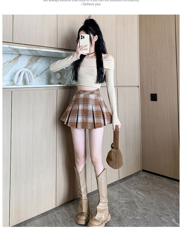 【bottoms】チェック柄キュロットパンツ　M27145