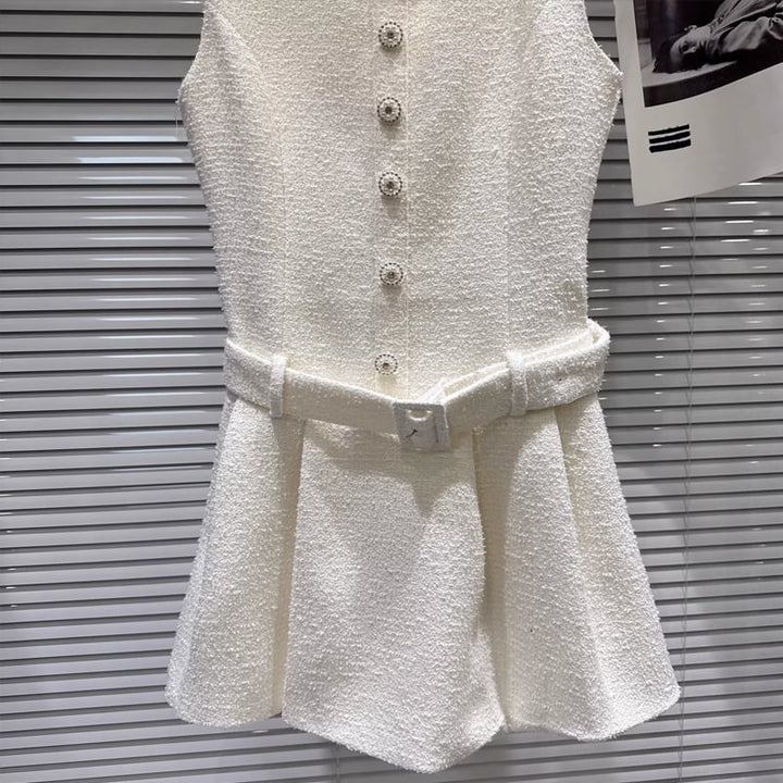 【dress】ツイードレース付きベストワンピース Q7891