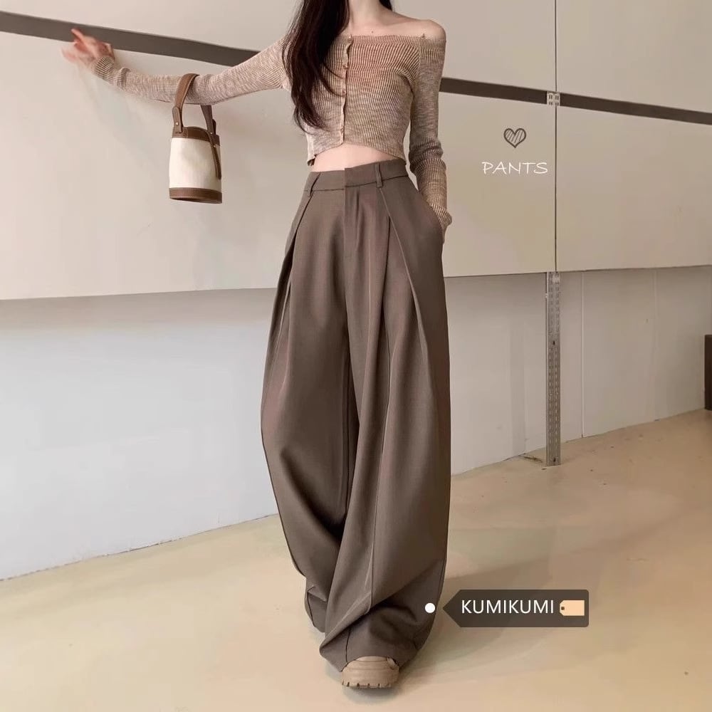 【bottoms】ハイウエストワイドパンツ　M29786
