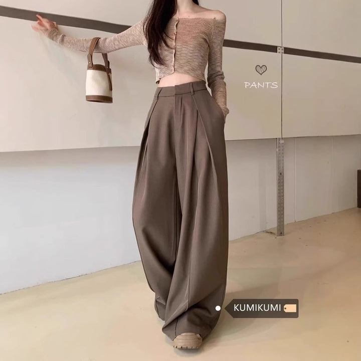 【bottoms】ハイウエストワイドパンツ　M29786