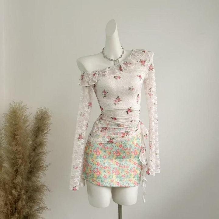 【tops】フリルレーストップスベアトップ付き　M29538