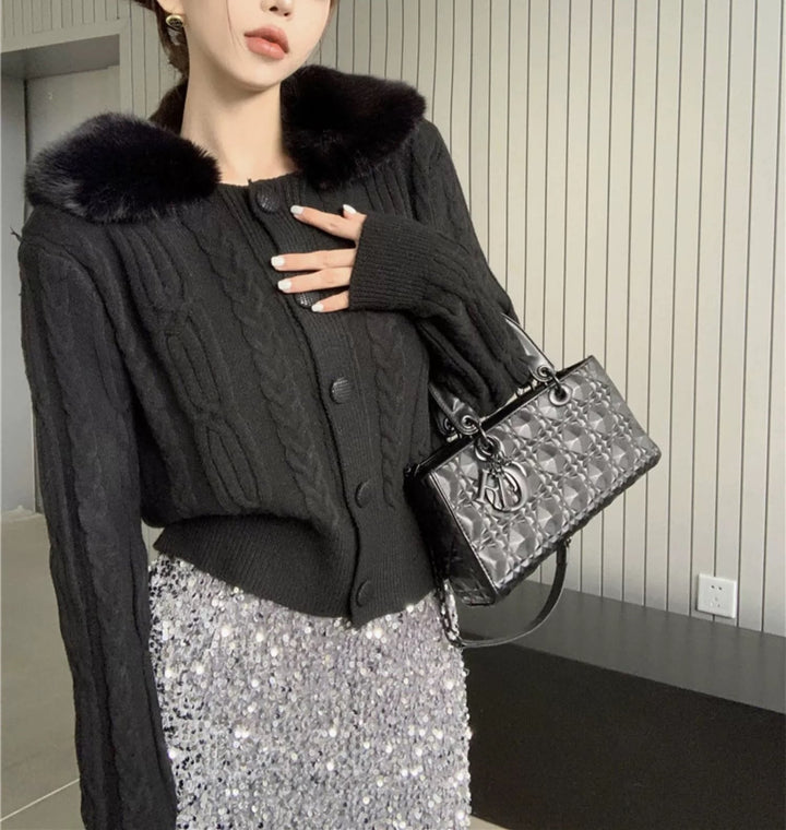 【outer】ファーニットカーデ　M26201