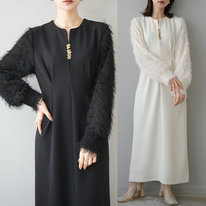 【dress】Ⅴネックドッキングワンピース　N2965