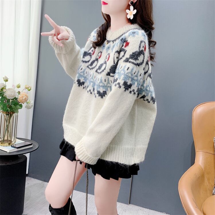【tops】ジャカードニットセーター　M28292