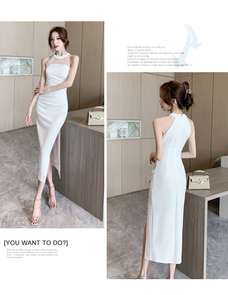 【dress】おしゃれ！ノースリーブスリットワンピース　M17226