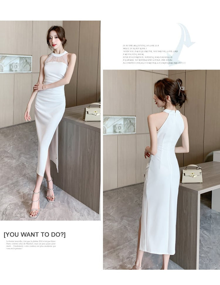 【dress】おしゃれ！ノースリーブスリットワンピース　M17226