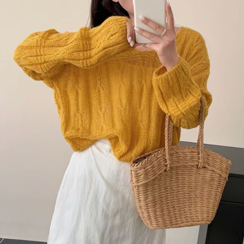 【tops】6色展開ニットトップス Q8158