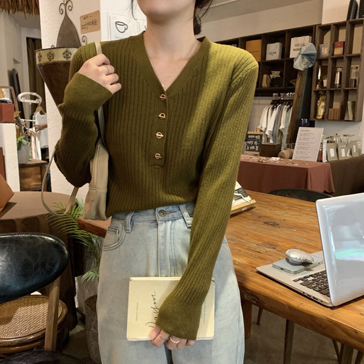 【tops】Vネックニットトップス　M27239