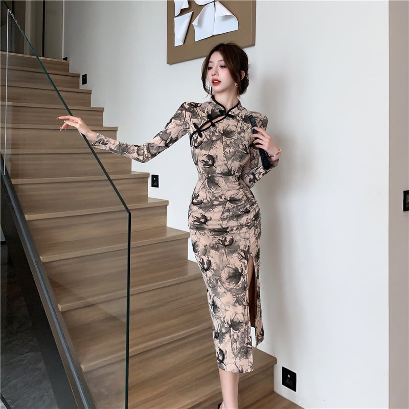 【dress】女子力アップエレガントスリットワンピース　M17414