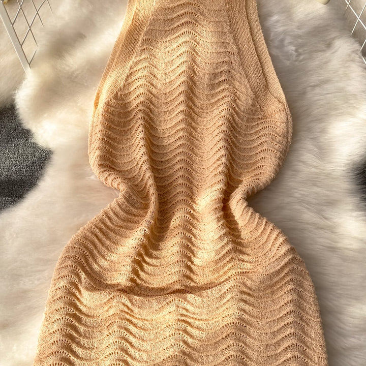 【dress】大人らしい ノースリーブ薄手ニットワンピース　M17145