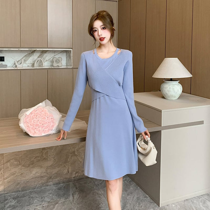 【dress】ドッキングニットワンピース　M18329