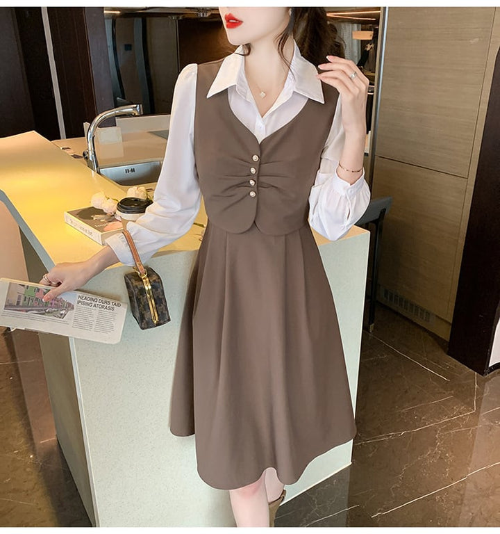【dress】輝いて超人気 ! 切り替えデートワンピース　M17404