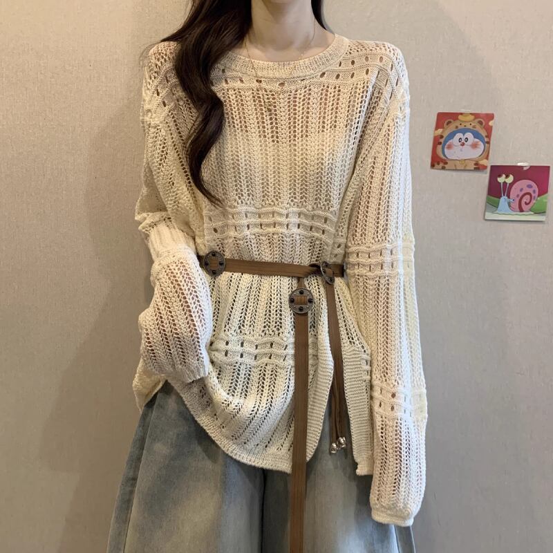 【tops】透かしニットトップス Q8304
