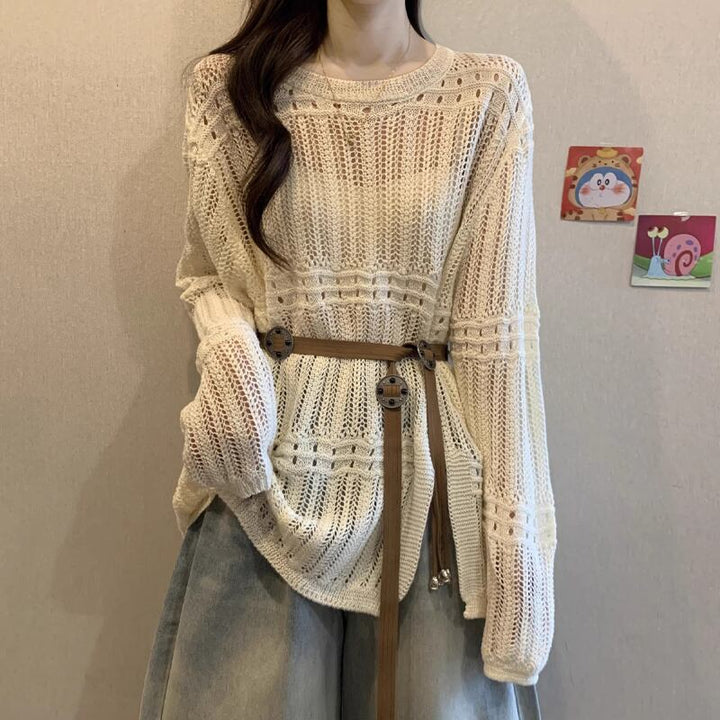 【tops】透かしニットトップス Q8304