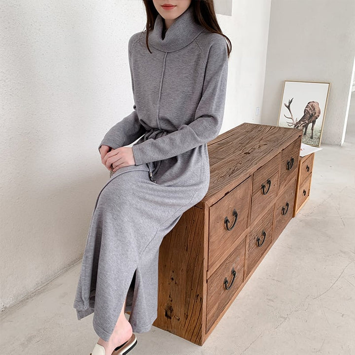【dress】目立つ！ハイネック無地ニットワンピース　M17663