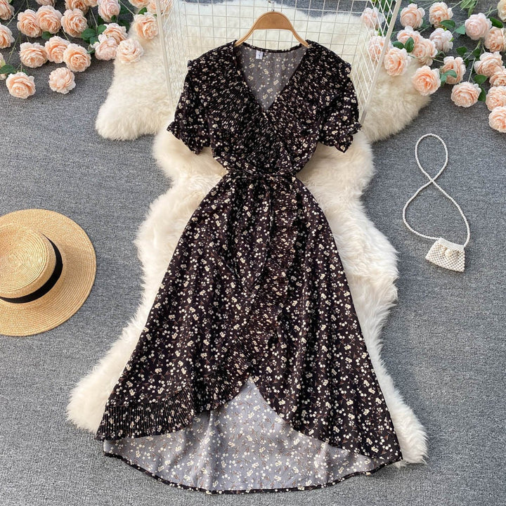 【dress】優しい雰囲気スウィート花柄ワンピース着瘦せ　M17382