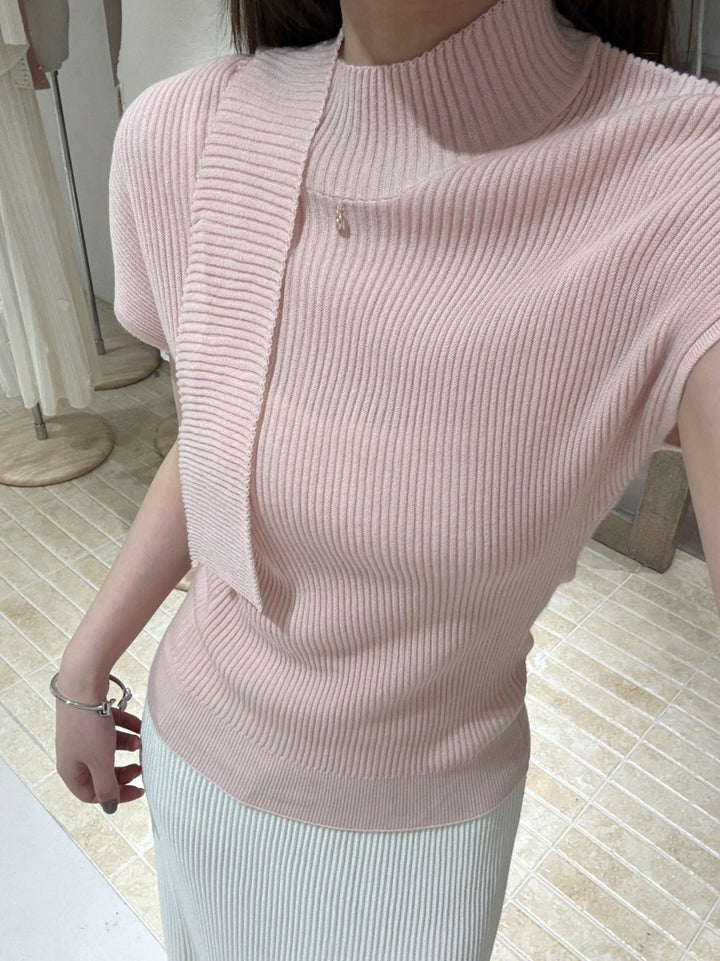 【tops】半袖ニットトップス Q9078
