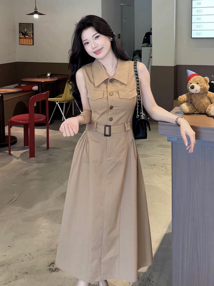 【dress】ノースリーブAラインワンピース Q8655