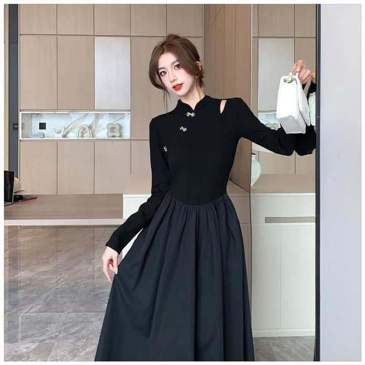 【dress】ニット切り替えワンピース　M25547
