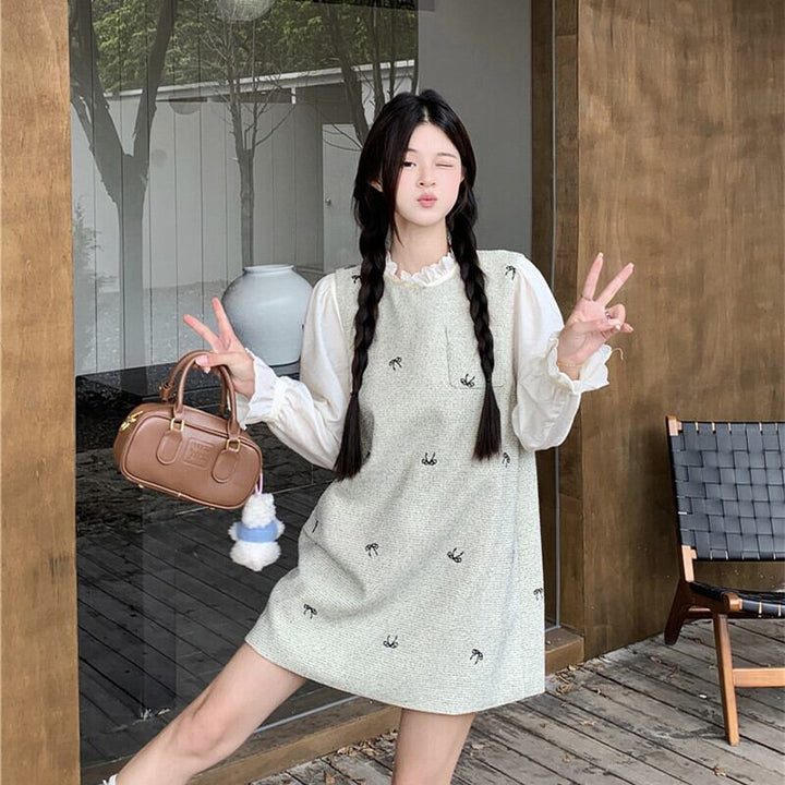 【set】シャツトップス×ベストワンピースセット　M27497