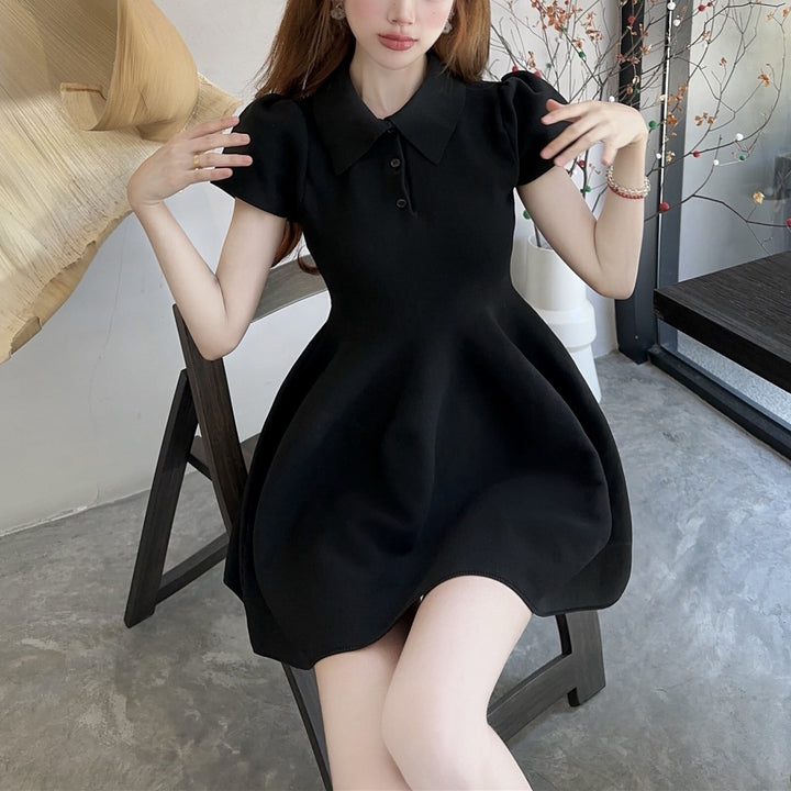 【dress】ポロネック立体感ミニワンピース　N2667