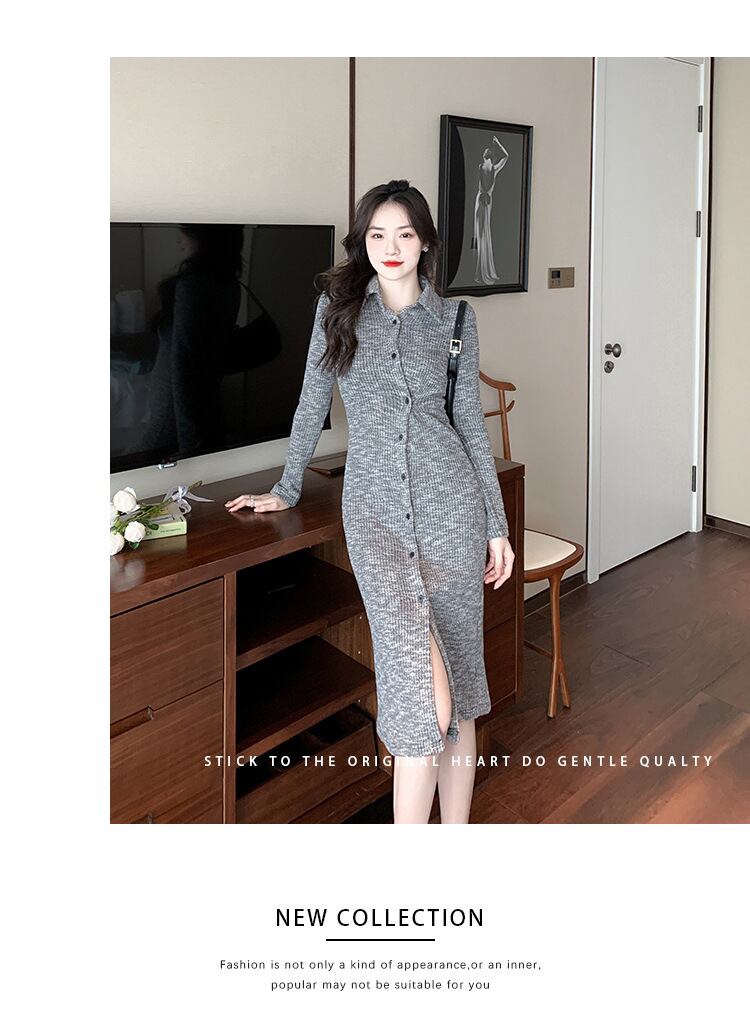 【dress】ボタンデザインニットワンピース　M17994