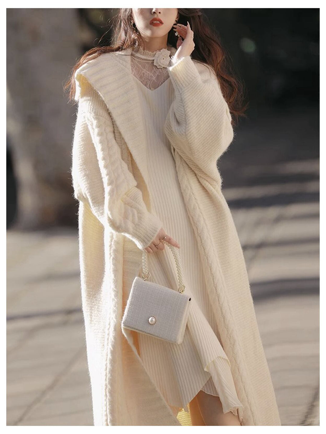 【outer】ロング丈ニットカーデ　M18317