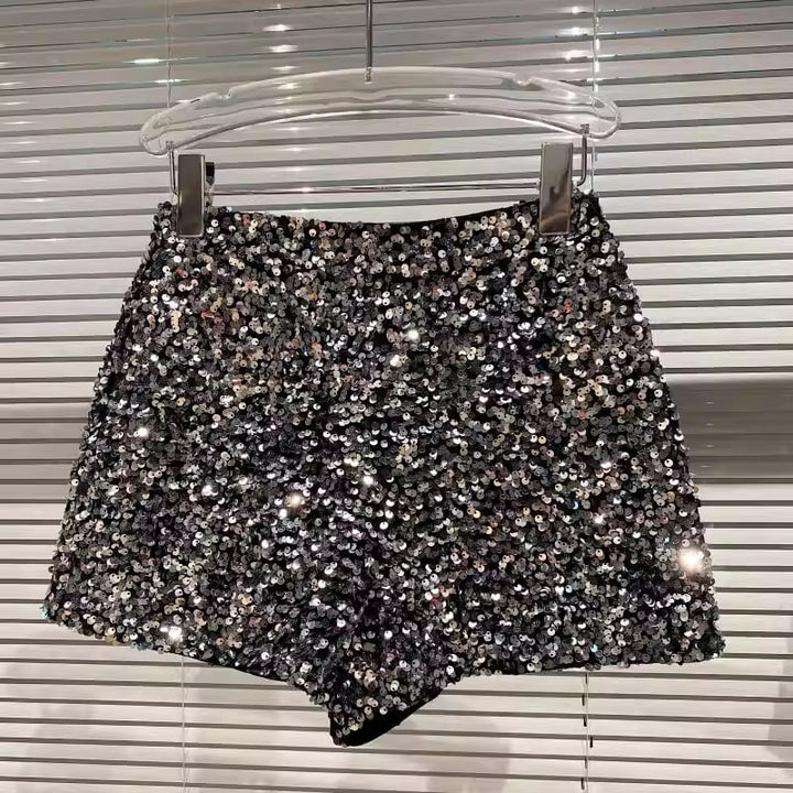 【bottoms】スパンコール付きショートパンツ Q7748