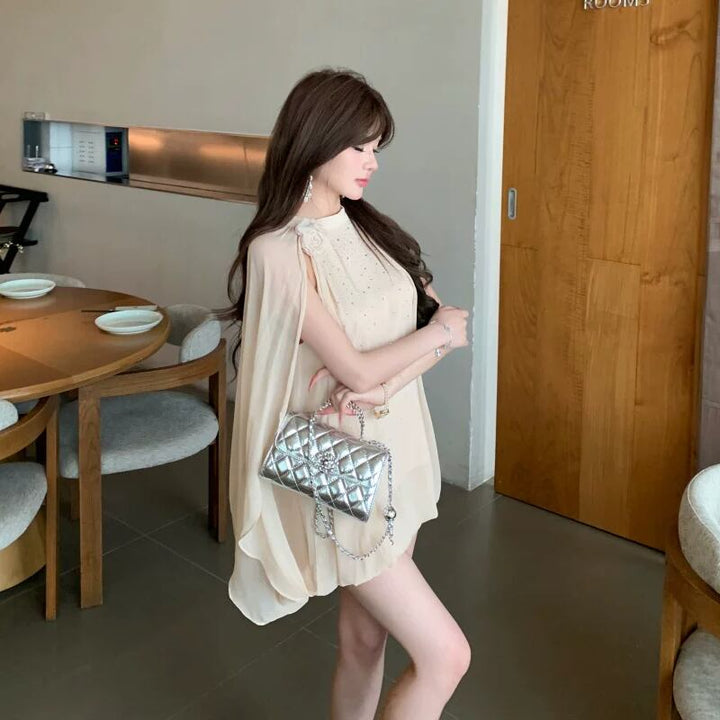【dress】ケープデザインミニワンピース Q8522