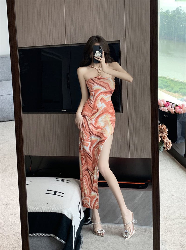 【dress】大人らしい セクシープリントキャミワンピース　M16980