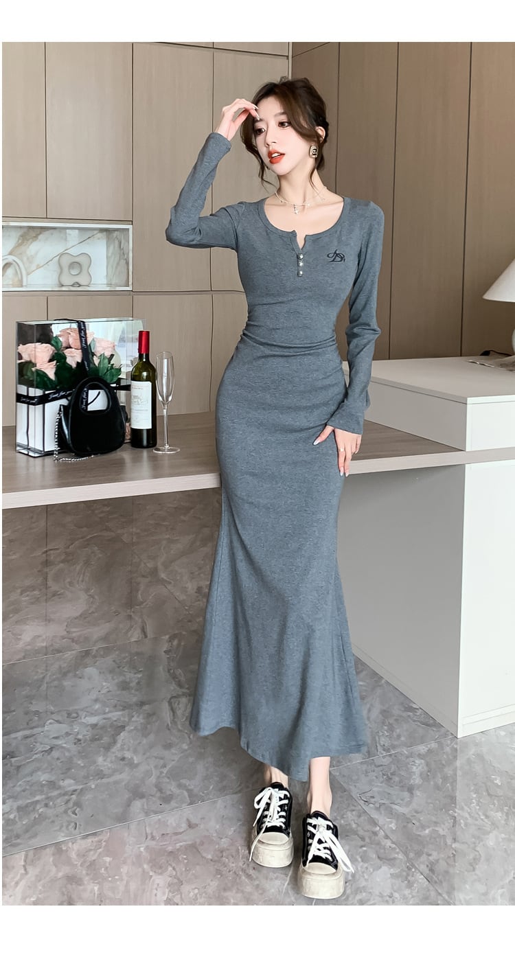 【dress】マーメイドVネックワンピース　M18284