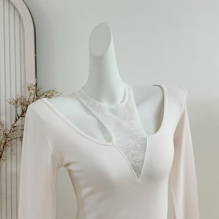 【tops】レースドッキングトップス Q7635